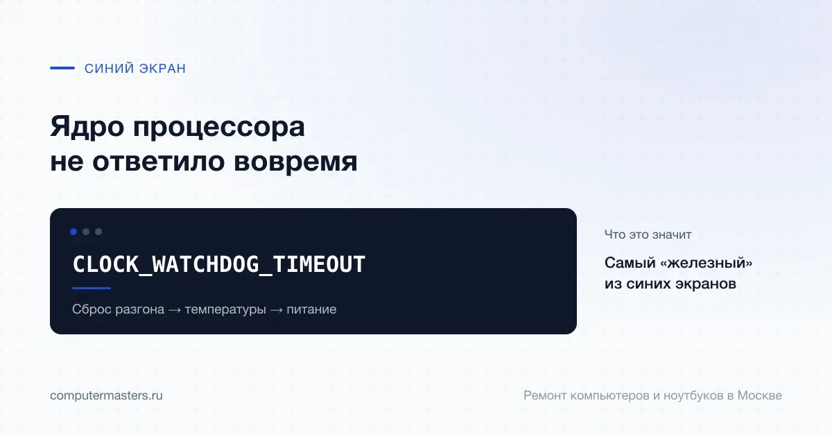 Экран с сообщением «CLOCK_WATCHDOG_TIMEOUT»: самый «железный» из синих экранов, проверять в порядке «Сброс разгона → температуры → питание»