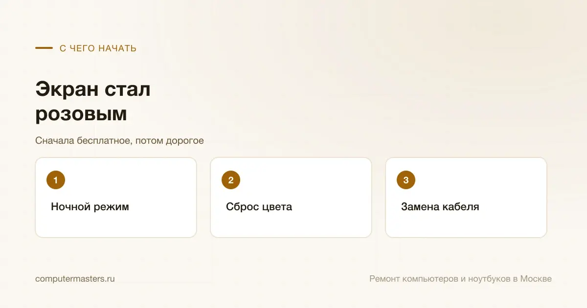 Три шага по порядку: ночной режим, сброс цвета, замена кабеля