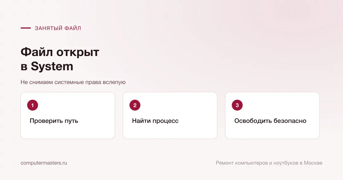 Три шага по порядку: проверить путь, найти процесс, освободить безопасно