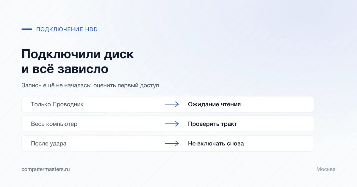 Различие зависшего Проводника и всего компьютера при подключении HDD