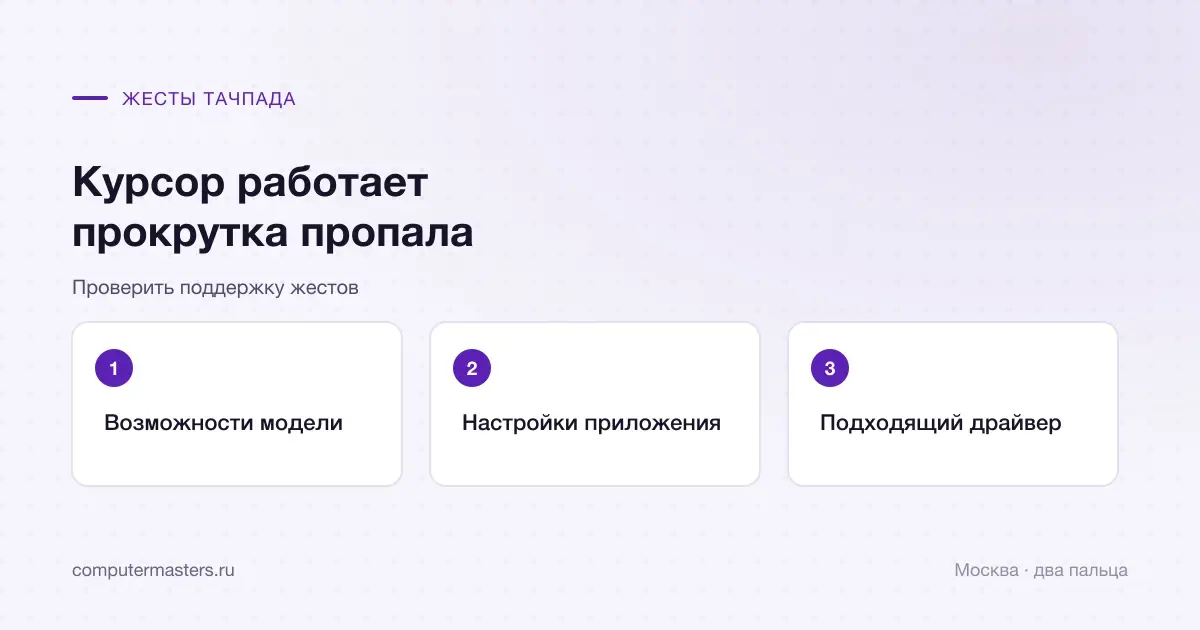 Порядок проверки прокрутки двумя пальцами на тачпаде в Москве