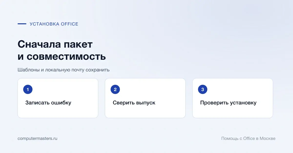 Проверка ошибки, выпуска и установки Microsoft Office