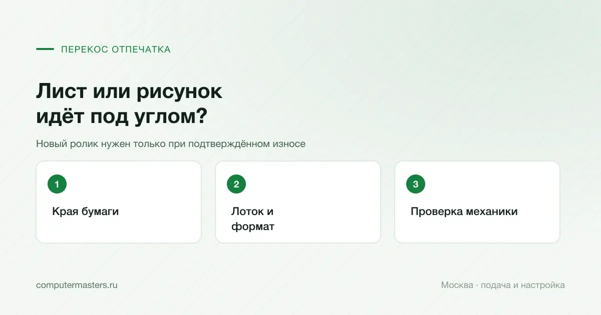 Порядок проверки перекоса бумаги и смещения изображения