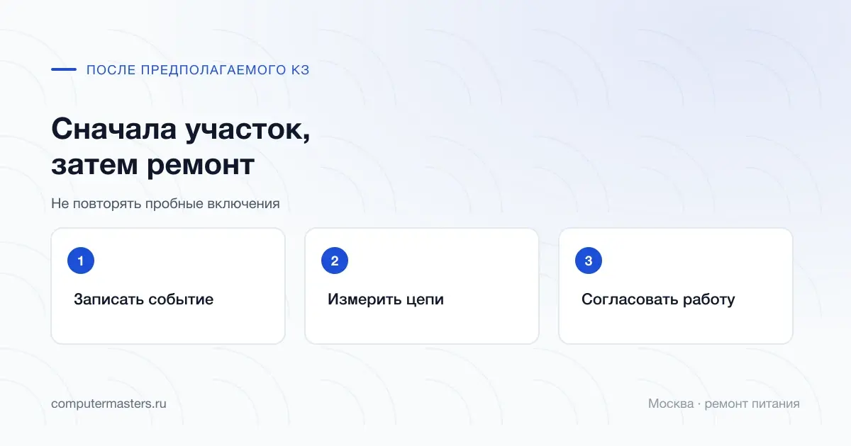 Поиск повреждённого участка после предполагаемого КЗ ноутбука