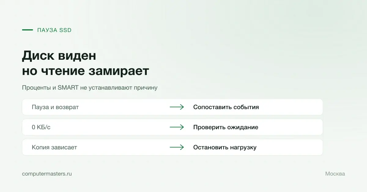 Паузы чтения SSD при сохранённом присутствии накопителя