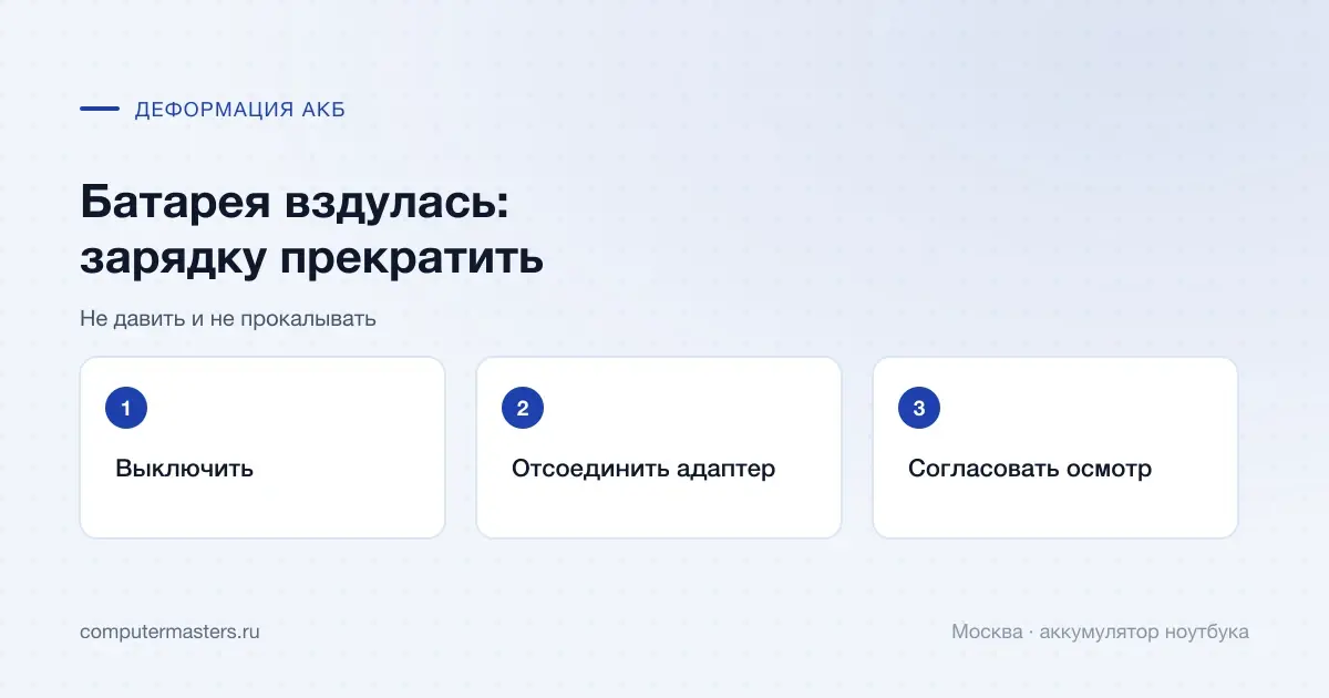 Порядок остановки эксплуатации ноутбука со вздутым аккумулятором