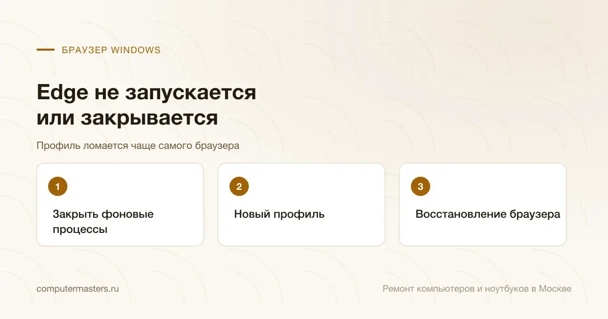 Три шага по порядку: закрыть фоновые процессы, новый профиль, восстановление браузера