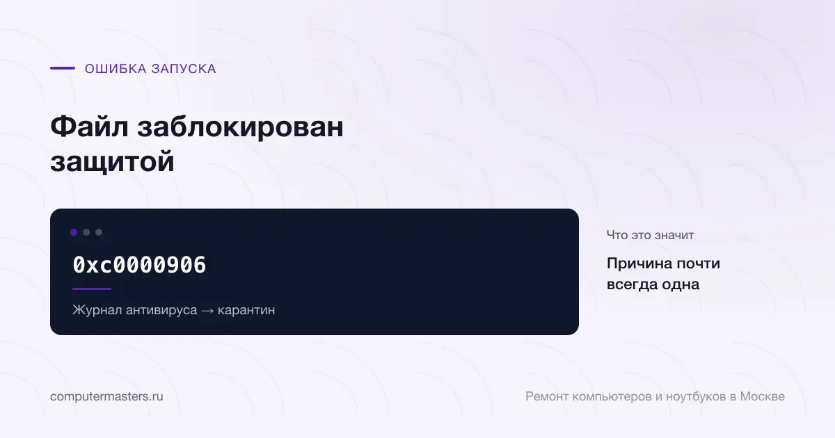 Экран с сообщением «0xc0000906»: причина почти всегда одна, проверять в порядке «Журнал антивируса → карантин»
