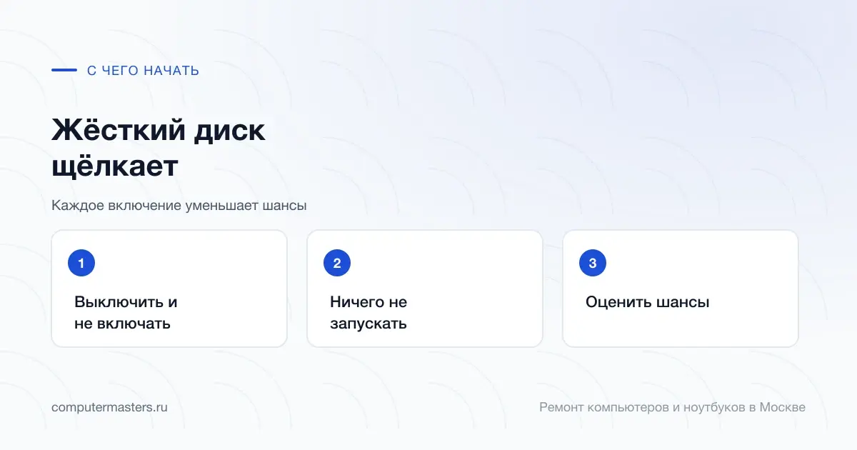 Три шага по порядку: выключить и не включать, ничего не запускать, оценить шансы